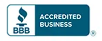 BBB Accredited Business logo featuring the stylized BBB torch symbol on the left and the words ACREDITED BUSINESS on a blue background on the right.
