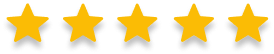 Five yellow stars in a horizontal row, representing a five-star rating on a light background.