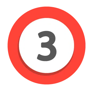 A bold black number 3 is centered inside a white circle—framed by a thick red ring, reminiscent of symbols often used in Medicaid materials—set against a transparent background.