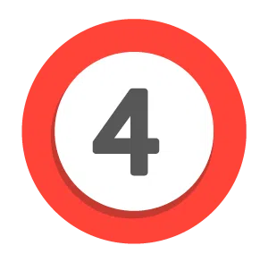 A large black number 4 is centered inside a white circle, outlined by a thick red ring on a black background—resembling precision and clarity often found in Medicaid signage.