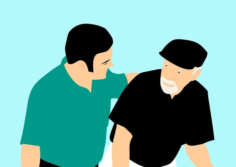 vector of elderly man being helped