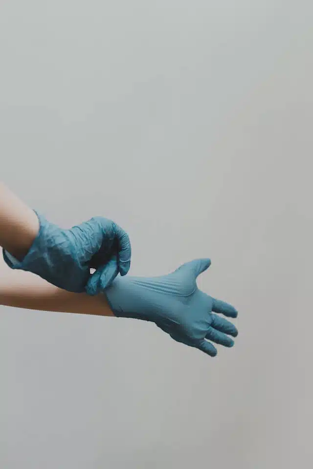 wearing gloves