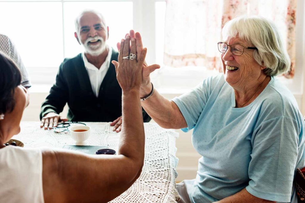 senior people socializing for mental health