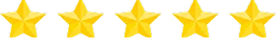 Five yellow stars arranged in a horizontal row on a light background, representing a five-star rating.